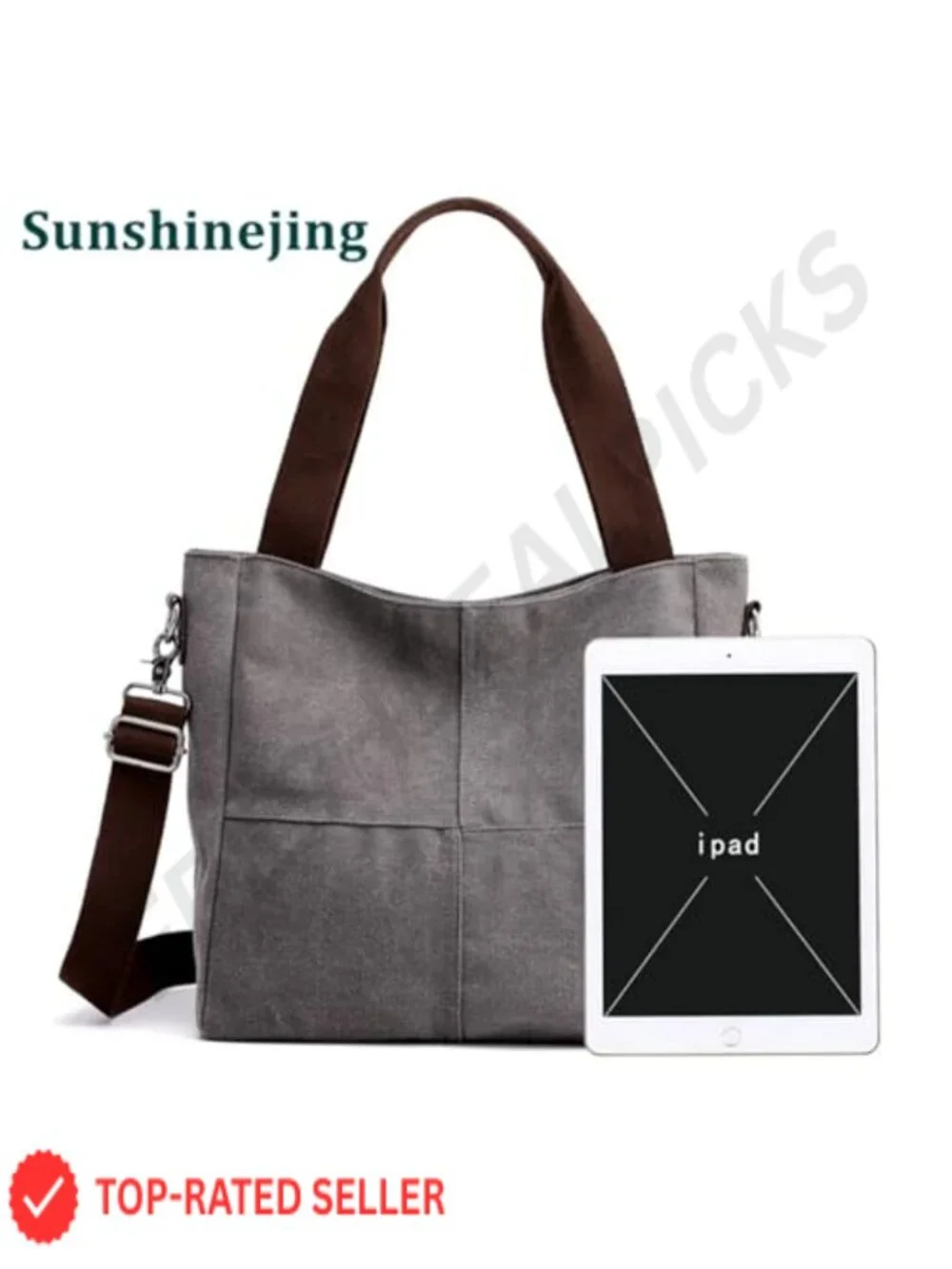 Canvas Tote Bag Shoulder Crossbody Work Purses Travel Satchel